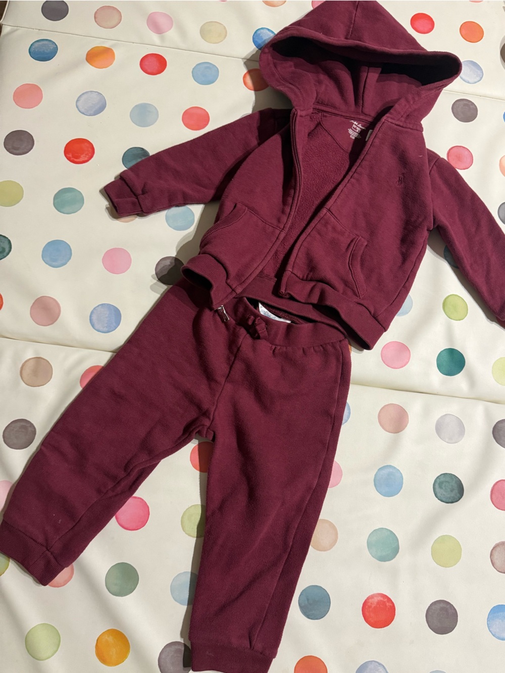 Ralph Lauren Maroon Kids Hooded Sweatshirt & Joggers Set